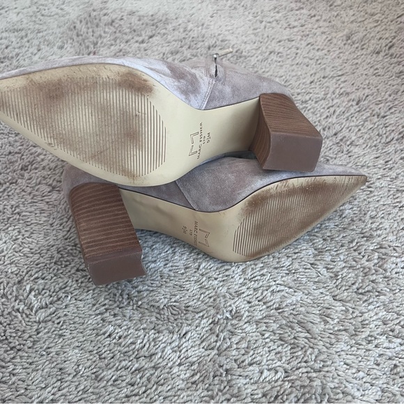 Marc Fisher Suede Stacked Heel Pointy Toe Ankle Booties - Picture 3 of 5